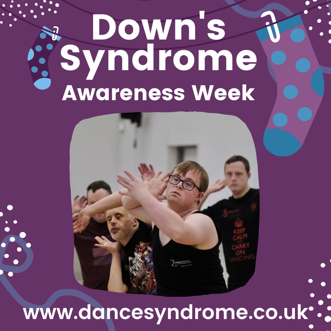 Image of dancers who have Down's syndrome, with the heading "Down's Syndrome Awareness Week"