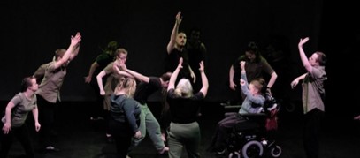 The DanceSyndrome team performing on stage