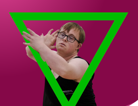 A picture of a male dancer leaning through a green triangle with the words "Double the difference. 1 week only. 17 March - 24 March.