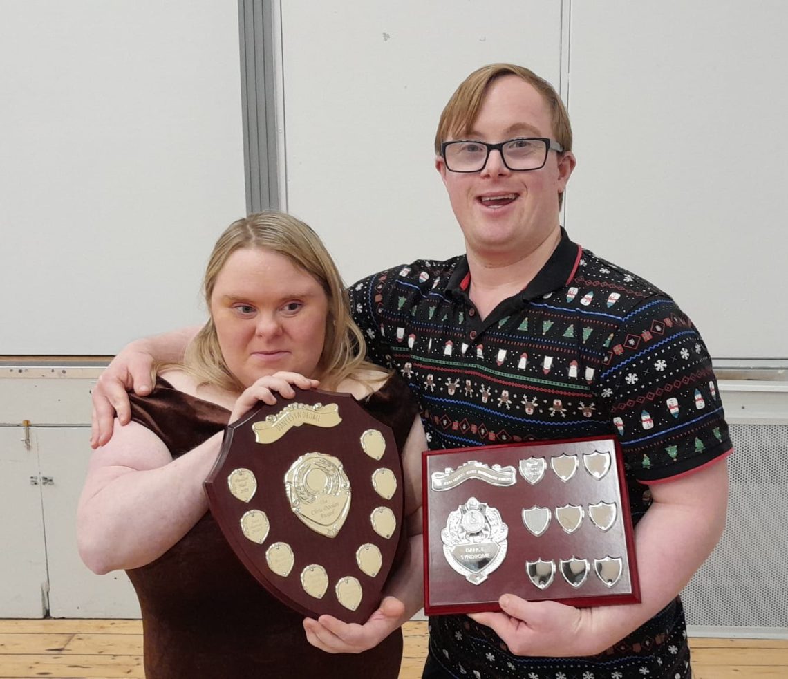 Eliza Boothby and David Corr with their awards