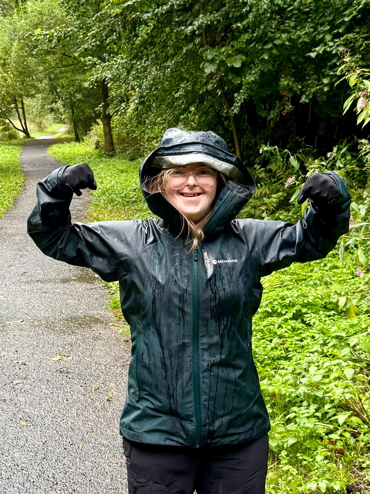 A picture of Becky walking in the park